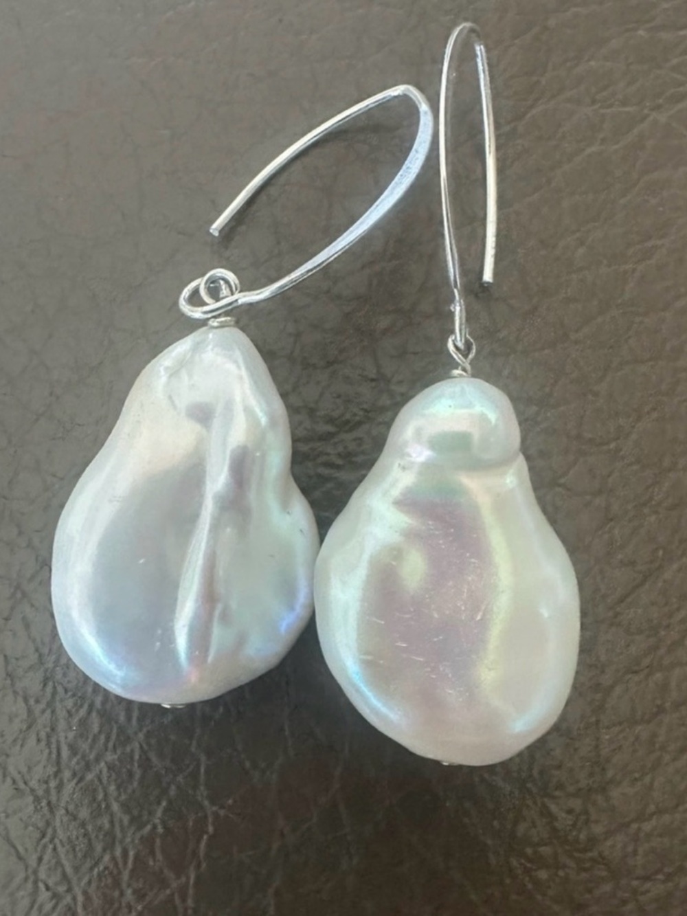 Baroque Pearl Drop Earrings in Iridescent White